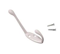 Nuovo 2 X Cappello Accappatoio O Gancio Cappotto Appendini Bianco Dipinto Metal