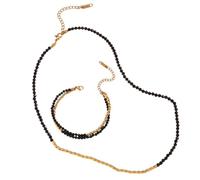 NUOVO 2025 EB Belle Official Store Obsidian Perle Strand Double Stray Avvolgi braccialetti collane che si trovano i reperti di gioielli set per le donne Accessori alla moda di moda a catena nera.