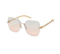 Nuovo 2025 Occhiali da sole quadrati senza montatura per le donne telaio a catena di lusso senza cornice moda oversize occhiali vintage UV400, Blu e rosa, Taglia unica