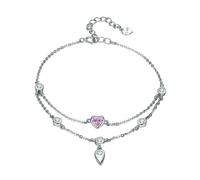 Nuovo 2025 romantico 925 sterling argento dolce cuore rosa cz a doppia strati bracciali per donne decorazioni in argento sterling gioiello commemorativo con accessori per te alla moda creativo