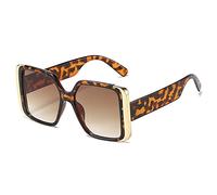 Nuovo 2025 Steampunk Occhiali da sole Quadrati Per Le Donne di Modo Grandi Cornici Punk Occhiali Da Sole Femminili Della Lega Decorazione Eyewear UV400, C2leopardo-marrone, Taglia unica