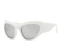 Nuovo 2025 Unico Oversize Rotondo Cat Eye Occhiali Da Sole Per Le Donne Moda Colore Della Caramella Occhiali Da Sole Uomini Vintage Hip Hop Grandi Tonalità, Bianco argento, Taglia unica