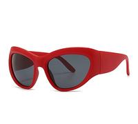 Nuovo 2025 Unico Oversize Rotondo Cat Eye Occhiali Da Sole Per Le Donne Moda Colore Della Caramella Occhiali Da Sole Uomini Vintage Hip Hop Grandi Tonalità, Rosso e grigio., Taglia unica