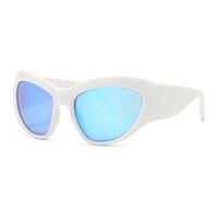Nuovo 2025 Unico Oversize Rotondo Cat Eye Occhiali Da Sole Per Le Donne Moda Colore Della Caramella Occhiali Da Sole Uomini Vintage Hip Hop Grandi Tonalità, Bianco blu, Taglia unica