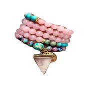 Nuovo 2025 unisex amore e compassione 108 mala bracciale, imperatore di quarzo rosa jasper mala, regalo di yoga per lei, scoperte di gioielli per talloni Accessori alla moda di moda creativi per
