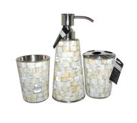 Nuovo 3 PC Set Fatto a Mano Mocio Perla Mosaico, Argento S/Interni Sapone