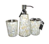 Nuovo 3 PC Set Fatto a Mano Mocio Perla Mosaico, Argento S/Interni Sapone