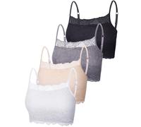 Nuovo 4 pezzi da donna in pizzo canotta elasticizzata mezza canotta in pizzo traspirante