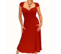 Nuovo Abito A Maniche Corte Con Scollatura A Cuore Fino Al Ginocchio