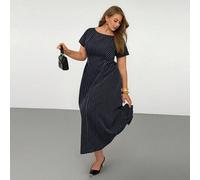 Nuovo abito a righe con vita arricciata e maniche a lanterna, elegante e dignitoso per l'ufficio e l'uso quotidiano, scollo a barca, abito elegante da lavoro, abito da festa in stile sirena di alta ga