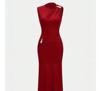 Nuovo abito elegante a sirena color borgogna Amore, abito lungo aderente con bottoni in metallo, adatto per appuntamenti, compleanni, feste, lauree, Natale, Capodanno, Ringraziamento, per le donne L,M