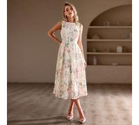 Nuovo abito elegante da donna con stampa floreale e pizzo, adatto per invitati a matrimoni, feste, stile retrò dignitoso, taglia leggermente larga, si consiglia di ordinare una taglia in L,M,S,XL,XSFl