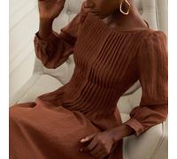 Nuovo abito estivo vintage, elegante e casual, con design alla francese romantico vintage, spalle scoperte, decoro arriccio, materiale leggero simile al lino, maniche a campana, tinta unita L,M,S,XLCo