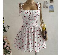 Nuovo abito mini a trapezio da principessa con lacci, dolce e carino, stile bohémien, boho, romantico floreale, per vacanze, floreale, feste, appuntamenti, San Valentino, Pasqua, Carnevale, tè pomerid