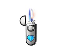 Nuovo accendino butano con contenitore trasparente a forma di cuore, accendino butano a doppia fiamma, accendino torcia jet / accendino fiamma morbida, accendino jet flame commutabile regalo carburant