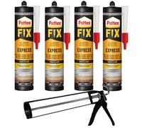 NUOVO adesivo di montaggio Pattex FIX Express 4x375g con pistola a cartuccia ...