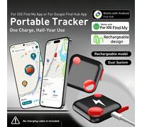 Nuovo Air Tag a doppio sistema, batteria ricaricabile USB-C, localizzatore anti-smarrimento compatibile con iPhone Find My e Android Find Hub, tracker per oggetti smarriti come bagagli, chiavi, portaf