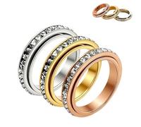 Nuovo Anello Girevole Scintillante,Allevia l'Ansia Anello Antistress Rotante,Impermeabile e Inossidabile,Simbolo di Promesse e Fortuna,Ideale per l'Uso Quotidiano e come Regalo per Feste (3Pezzo,8)