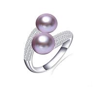 Nuovo anello regolabile con perle d'acqua dolce naturali in argento sterling 925 lucido anello con zirconi AAA regalo di gioielli da sposa per le donne
