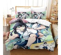 Nuovo anime Demon Slayer Copripiumino 3 Pezzi 3D Stampa Digitale Set Copripiumino E Federe Con Cerniera Set Di Biancheria Da Letto Microfibra Morbido Per Bambini Single（140x200cm）