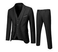 Nuovo anno 2023 - Abito da uomo Slim 3 pezzi Giacca da festa di nozze di affari Gilet e pantaloni Pantaloni da pigiama da uomo, Nero , XXL