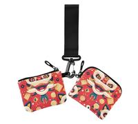Nuovo Anno Cinese Rosso Donne Doppi Portafogli Biglietti da Visita Custodie Sottile Staccabile Cerniera Portafoglio Coin Bag con Cerniera Tasca per Monete per Lavoro Viaggio 2 Pz, Capodanno cinese