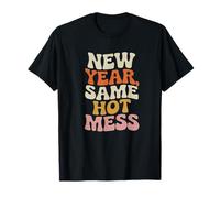 Nuovo Anno Stesso Caldo Mess Divertente Retro Groovy NYE Maglietta