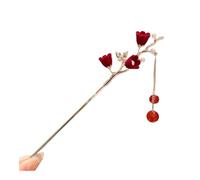 Nuovo Anno Stile Nazionale Forcina Donna High-end Elegante Copricapo Ornamenti per Capelli Nuovo Cinese Rosa Rossa Tornante Floccaggio Antico (02)