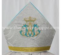 Nuovo Argento Metallizzato Mitre Con Am (Ave Maria) Ricamo, , Bishop's