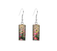 Nuovo Arrivo Bella Lotus Rosa Ninfee Vetro Cabochon Gioielli Fatti A Mano Pesce Gancio Orecchini Pendenti Orecchini Argento Piccolo Post Stud