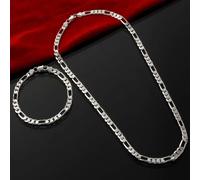 Nuovo Arrivo Elegante Set Gioielli in Argento 925 con Catena da 4MM per Uomo e Donna, Bracciale e Collana, Regali di Natale per Lei, Charms per Matrimonio