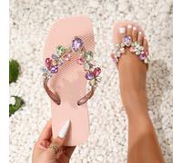 [Nuovo arrivo estivo] Infradito di lusso con strass antiscivolo, sandali da spiaggia con cristalli e strass, ciabatte infradito impermeabili per uso interno ed esterno, scarpe da spiaggia di moda, ros