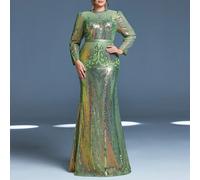 Nuovo arrivo Mgiacy, Abito lungo a sirena con paillettes, body-con, tubino da sera, per taglie forti 0XL,1XL,2XL,3XL,4XLBlocchi di colore,Colore unico,A strisce,stampa dappertuttoPaillettes