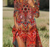 Nuovo arrivo primavera/estate Abito casual ed elegante versatile da donna, adatto per la Festa della Mamma e le vacanze L,M,S,XL,XXLFloreale,PaisleyTessuto in maglia