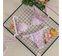 Nuovo arrivo primavera/estate, bikini set stile francese retrò, a pois lavanda, dolce e piccante, per ragazze adolescenti, costume da bagno due pezzi per vacanze al mare L,M,S,XL,XS,XXSPoisTessuto