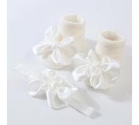 Nuovo arrivo Set di accessori per capelli e calzini per bambini, incluso: 1 pezzo fascia per capelli stile principessa con fiocco + 1 paio di calzini antiscivolo per bambini, tema San Valentino cuore 