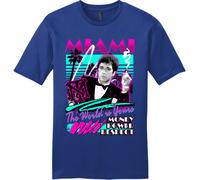 Nuovo Art Society Scarface Miami Vice T-Shirt Blu Profondo SM-4XL Made In USA