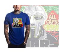 Nuovo Art Society X MARS X MF DOOM T-Shirt Blu Reale SM-6XL Edizione Limitata
