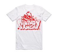 NUOVO Art Society x Retro Kings SLYSKI GRAFFITI BIANCO Maglietta SMALL-3XLARGE