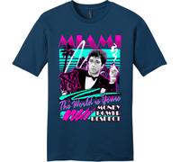 Nuovo Arte Society Scarface Miami Vice Maglietta Neptune Blu SM-4XLRGE Made IN