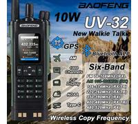 Nuovo BAOFENG UV-32 Walkie Talkie GPS 10W Bluetooth APP Programmazione Multi Band Frequenza di copia wireless Tipo-C UV32 Ham Radio a 2 vie