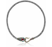 Nuovo Betsey Johnson Argento Cristalli Pieno Rete Snake Testa Collana Girocollo