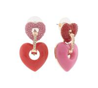 Nuovo Betsey Johnson Color Oro Rosa ,Cuore Rosso Forma,Cristalli