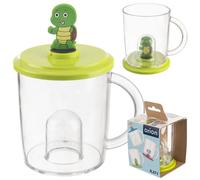 NUOVO bicchiere bambini tartaruga 240 ml senza BPA manico Tritan trasparente