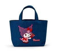 NUOVO Borsa tote Sanrio Kuromi Sagara in denim con ricamo - design 3D soffice