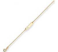 Nuovo Bracciale ID 0,9mm Catena Veneziana Cuore Oro 585 14 Carati Giallo 14cm