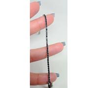 NUOVO BRACCIALE UOMO RAGAZZO TENNIS NERO STRASS ACCIAIO INOX ELEGANTE REGOLABILE