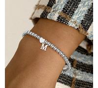 Nuovo braccialetto di lusso con pendente a forma di cuore e iniziale, con perline argento da 4mm, regalo per le donne per San Valentino L,M,S,H,A,T,O,B,C,D,E,F,G,I,J,K,N,P,R,V,W,Y,ZRame