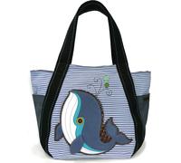 Nuovo Chala Borsa Carry All Zip Balena Blu a Strisce Tela Grande Regalo