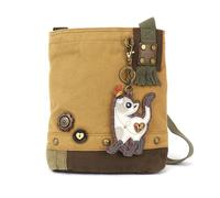 Nuovo Chala Borsa Toppa a Tracolla Slim Gatto Marrone Tela W/Portamonete